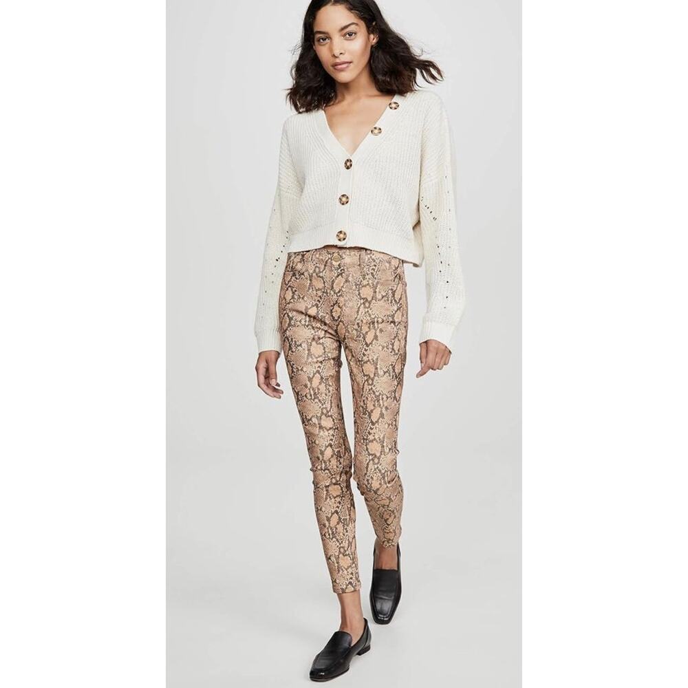 Frame Women’s Le High Skinny Crop Coated Python Print Pants Jeans Sz 25 NWT
